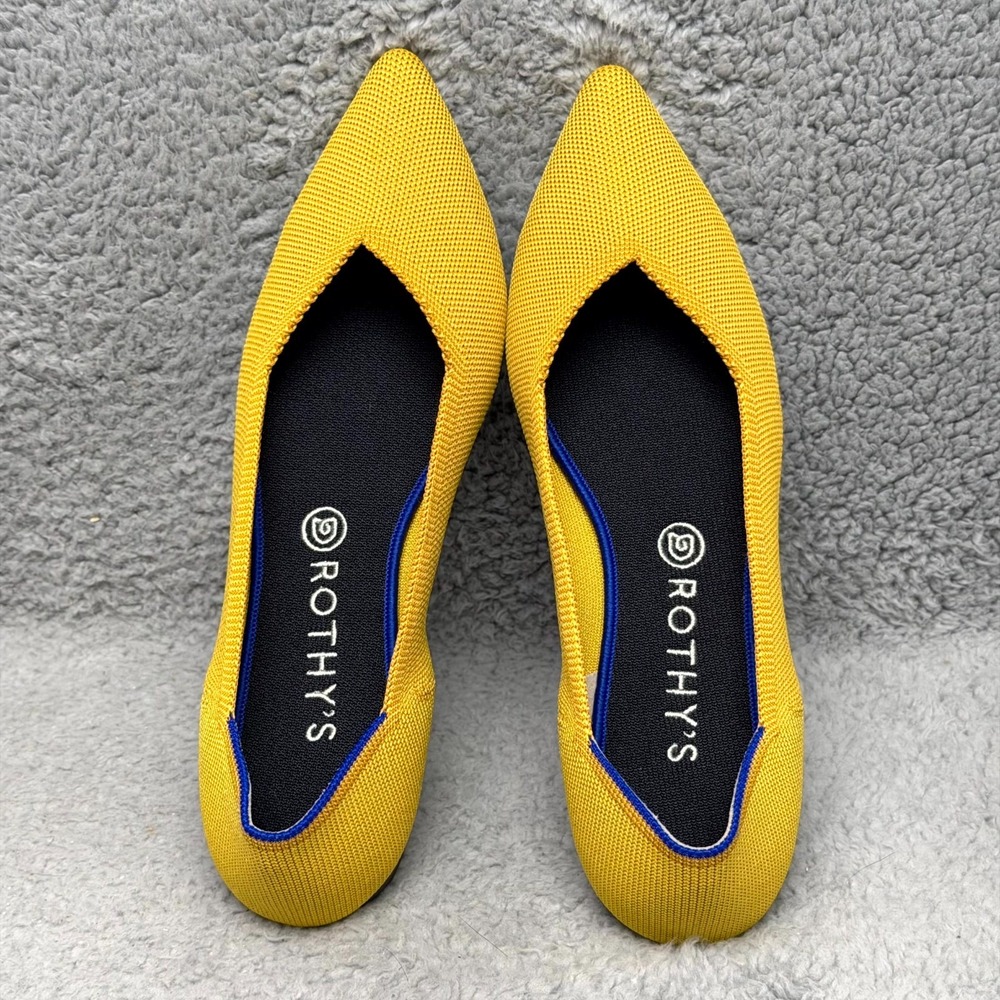 Rothy's The Point Womens Size 11 Slip On Ballet Flats Shoes Marigold Yellow Knit - Picture 5 of 9